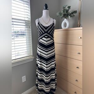 INC International Concepts Black and White Striped Maxi Dress